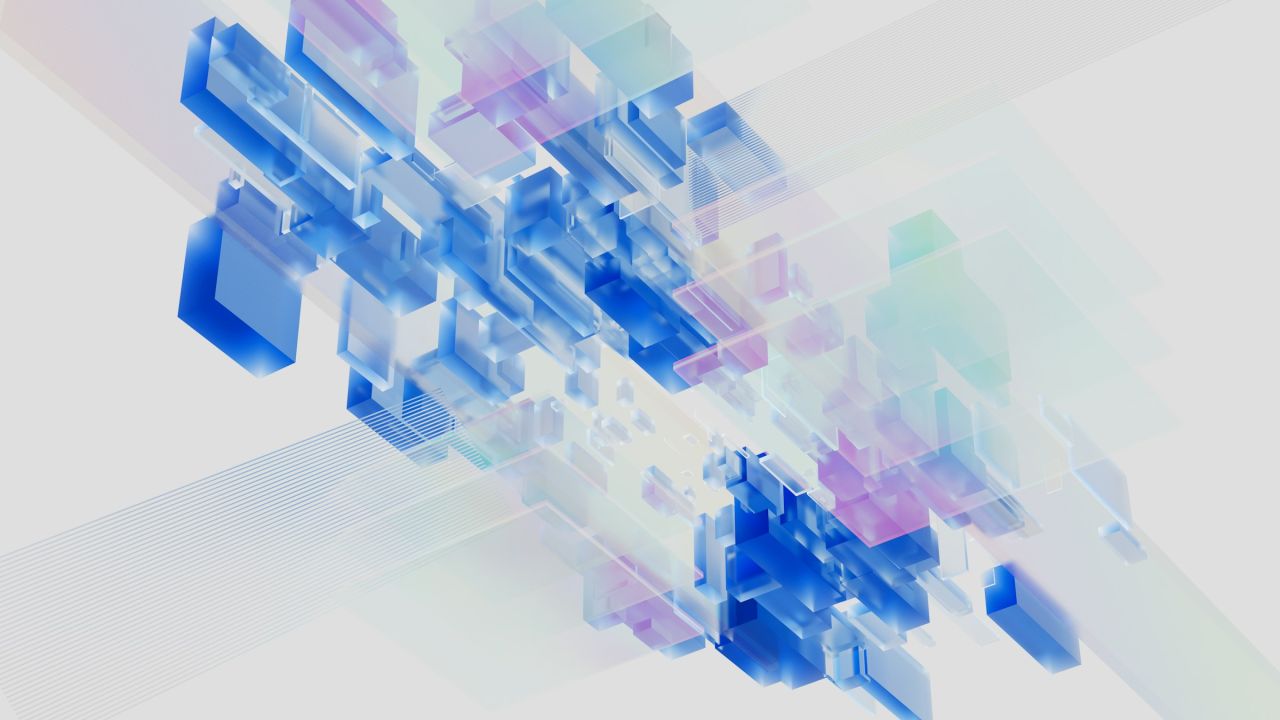 Abstract blue and pink 3D cubes
