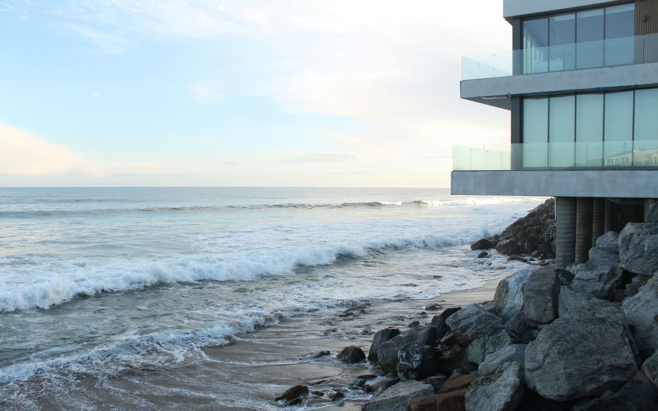 The ocean seen from a beach house